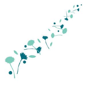 Stickers Déco Fleurs Turquoise Vert Canard