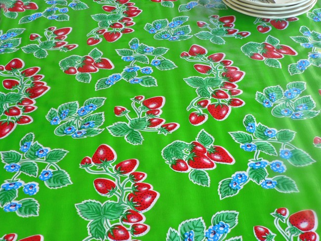 Toile cire Fraises Vert