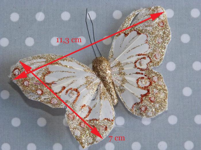 Papillons Décoratifs Blancs Paillettes Dorées (set de 3)