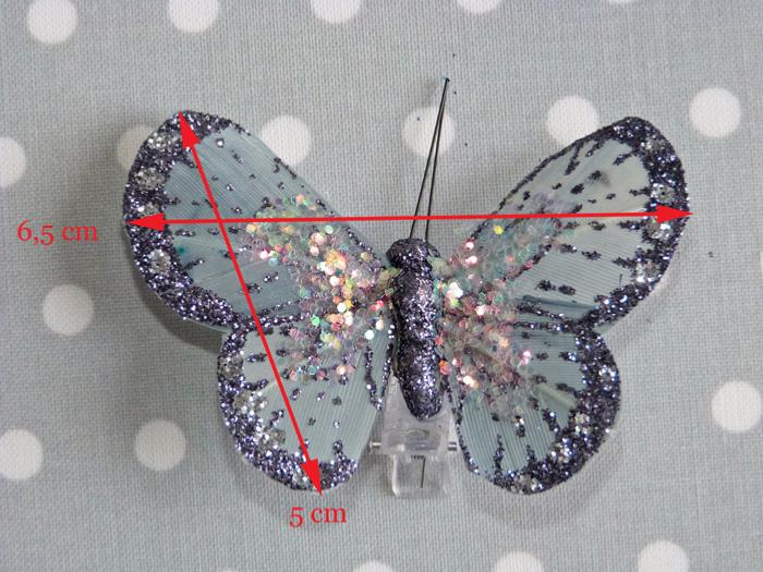 Papillons Décoratifs Argentés Paillettes (set de 2)