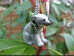 Collier Porcelaine Baby Sitting Polar Bear Noeud Vert Chaine Argentée