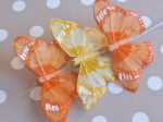Papillons Décoratifs Orange/Jaune Paillettes (set de 3)
