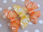 Papillons Décoratifs Orange/Jaune Paillettes (set de 3)