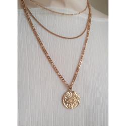 Collier Triple Rang Acier Doré  Kara Ikita