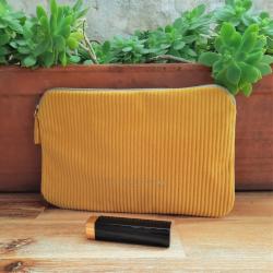 Grande Pochette Velours Jaune La P'tite Cachottière