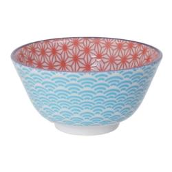 Bol Riz Star Wave 12 cm Red Light Blue Porcelaine