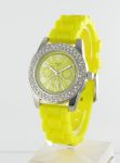 Montre Femme Silicone/Strass Jaune