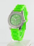 Montre Femme Silicone/Strass Vert Pomme
