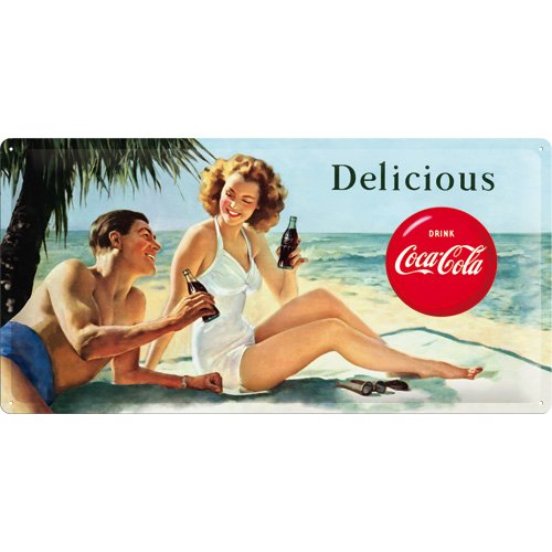 Plaque Métallique Déco Delicious Coca Cola 25x50 cm