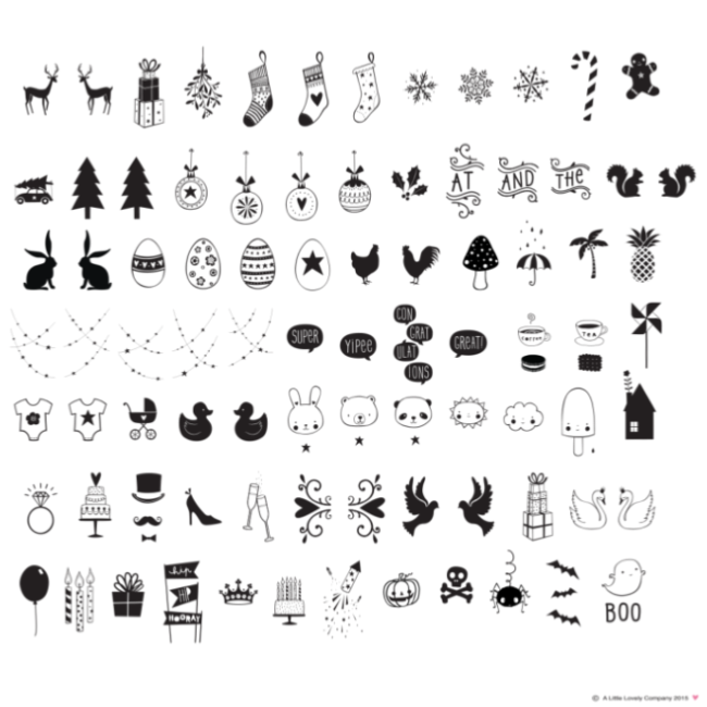 Set de 85 Symboles Fête et Célébration pour Lightbox