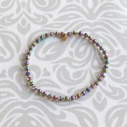 Bracelet Elastique Cristal Vert Violet Ikita