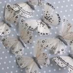 Papillons Décoratifs Blancs Paillettes Argentées (set de 7)