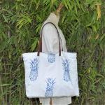 Sac Cabas Ananas Bleu Palme