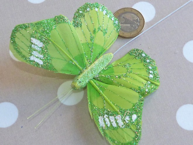 Papillons Décoratifs Verts Paillettes (set de 2)