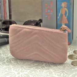 Porte Monnaie Cuir Rose Pâle Crazy Lou