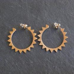 Boucles d'Oreilles Créoles Soleil Acier Doré Ikita