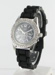 Montre Femme Silicone/Strass Noir