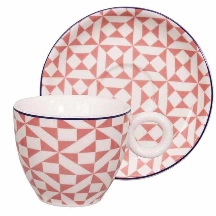 Tasse Expresso et Soucoupe Géo Eclectic Pink Red